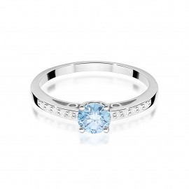 Pierścionek W0066 Diament Laboratoryjny niebieski 0,50ct białe złoto