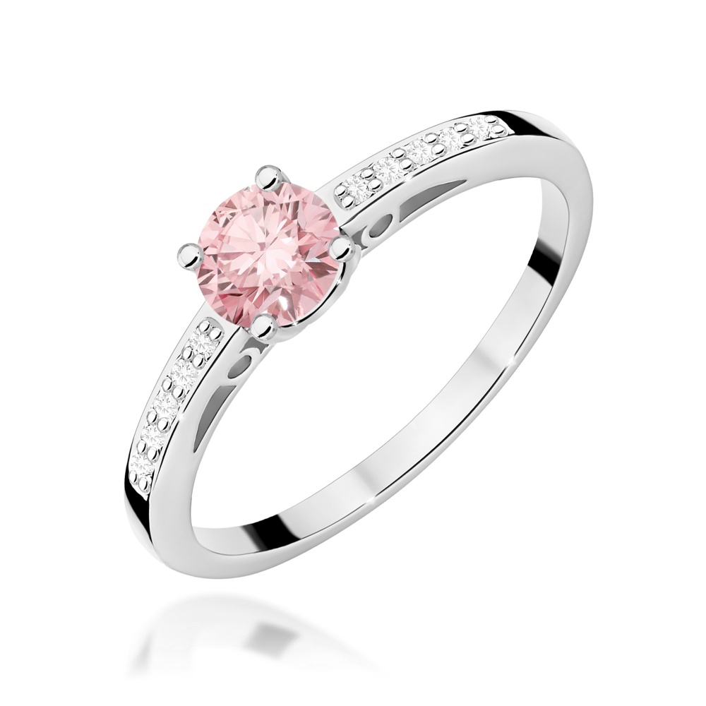 Pierścionek W0066 Diament Laboratoryjny różowy 0,50ct białe złoto