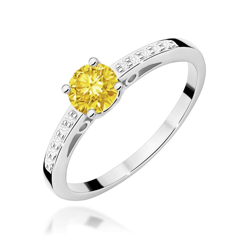 Pierścionek W0066 Diament Laboratoryjny żółty 0,50ct białe złoto