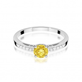 Pierścionek W0066 Diament Laboratoryjny żółty 0,50ct białe złoto