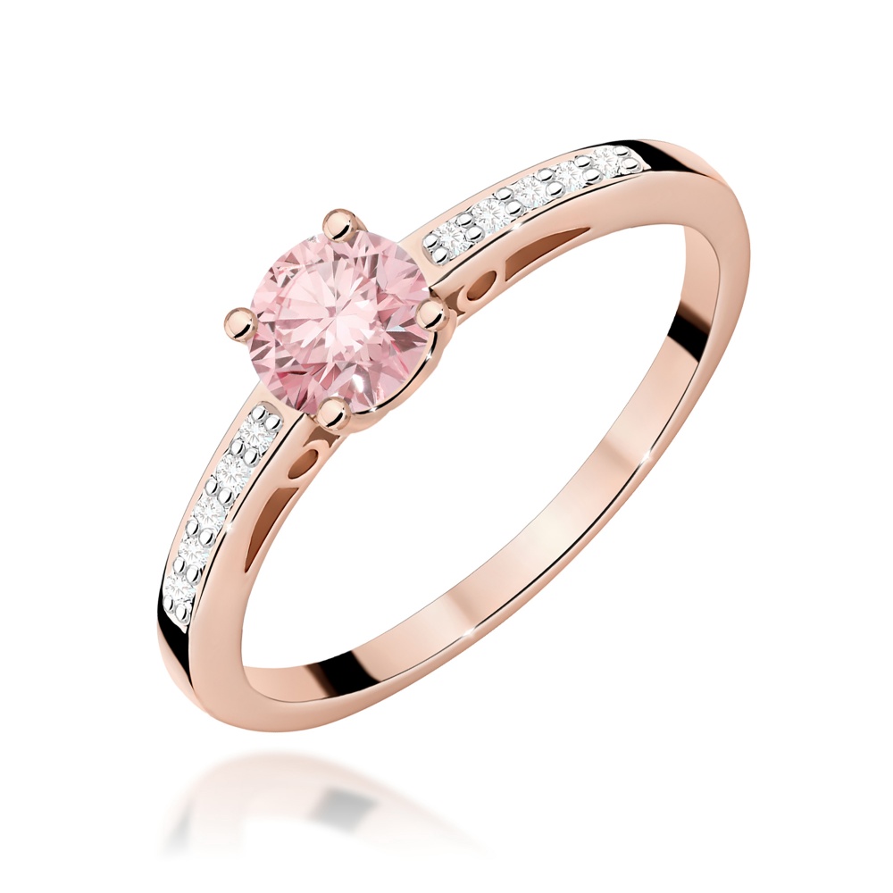 Pierścionek W0066 Diament Laboratoryjny różowy 0,50ct różowe złoto