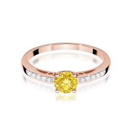 Pierścionek W0066 Diament Laboratoryjny żółty 0,50ct różowe złoto