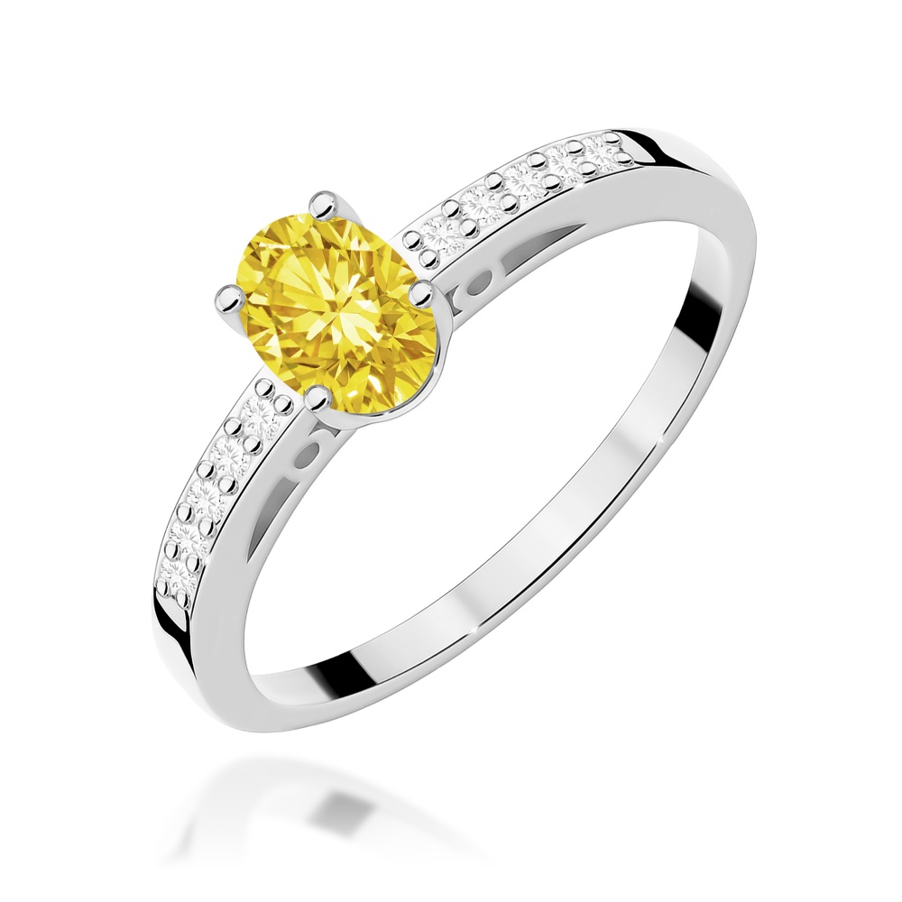 Pierścionek W0067 Diament Laboratoryjny żółty 0,50ct białe złoto