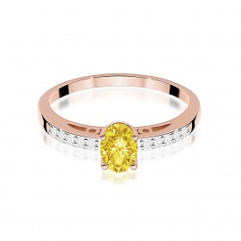 Pierścionek W0067 Diament Laboratoryjny żółty 0,50ct różowe złoto