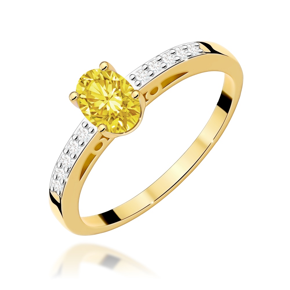 Pierścionek W0067 Diament Laboratoryjny żółty 0,50ct żółte złoto