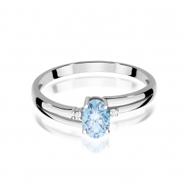 Pierścionek W0068 Diament Laboratoryjny niebieski 0,50ct białe złoto