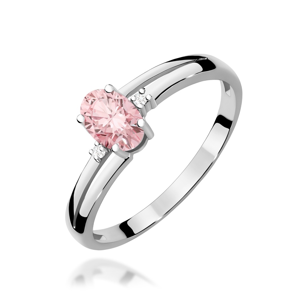 Pierścionek W0068 Diament Laboratoryjny różowy 0,50ct białe złoto