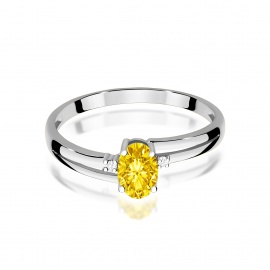 Pierścionek W0068 Diament Laboratoryjny żółty 0,50ct białe złoto