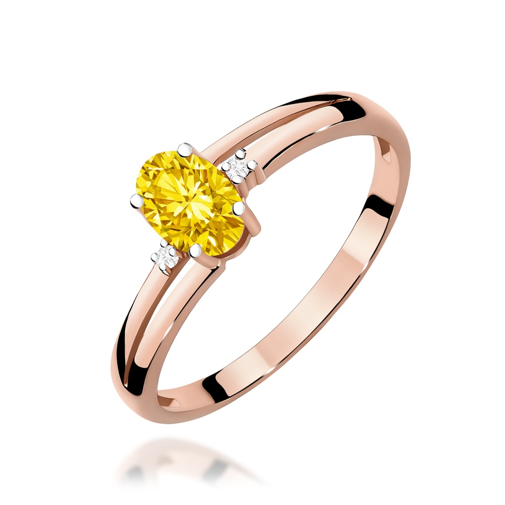 Pierścionek W0068 Diament Laboratoryjny żółty 0,50ct różowe złoto