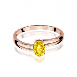 Pierścionek W0068 Diament Laboratoryjny żółty 0,50ct różowe złoto