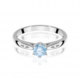 Pierścionek W0074 Diament Laboratoryjny niebieski 0,50ct białe złoto