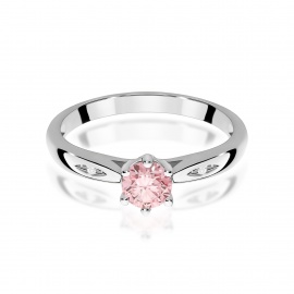 Pierścionek W0074 Diament Laboratoryjny różowy 0,50ct białe złoto