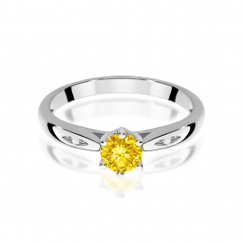 Pierścionek W0074 Diament Laboratoryjny żółty 0,50ct białe złoto