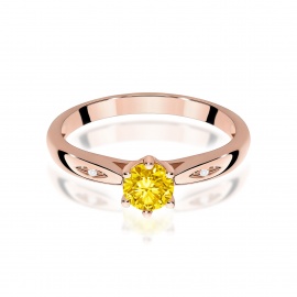 Pierścionek W0074 Diament Laboratoryjny żółty 0,50ct różowe złoto