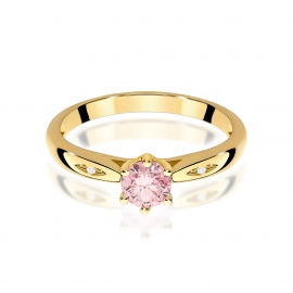 Pierścionek W0074 Diament Laboratoryjny różowy 0,50ct żółte złoto