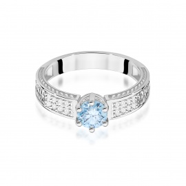Pierścionek W0075 Diament Laboratoryjny niebieski 0,50ct białe złoto