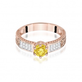 Pierścionek W0075 Diament Laboratoryjny żółty 0,50ct różowe złoto