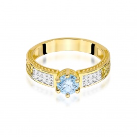 Pierścionek W0075 Diament Laboratoryjny niebieski 0,50ct żółte złoto