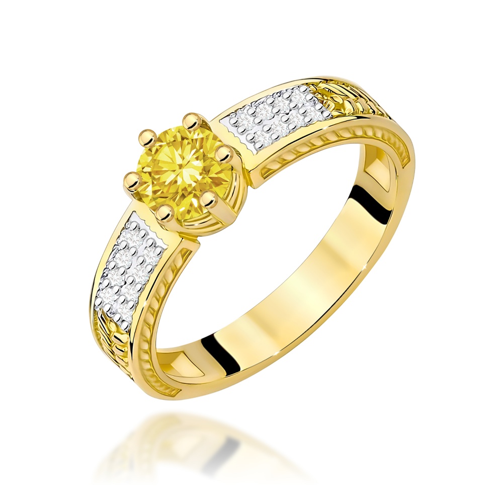 Pierścionek W0075 Diament Laboratoryjny żółty 0,50ct żółte złoto
