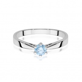 Pierścionek W0229 Diament Laboratoryjny niebieski 0.30ct białe złoto