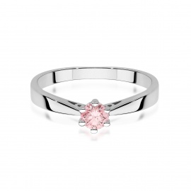 Pierścionek W0229 Diament Laboratoryjny różowy 0.30ct białe złoto