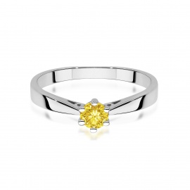 Pierścionek W0229 Diament Laboratoryjny żółty 0.30ct białe złoto