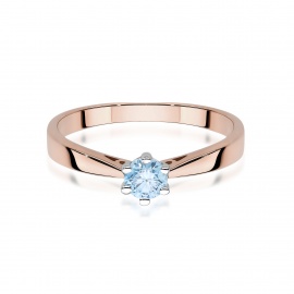 Pierścionek W0229 Diament Laboratoryjny niebieski 0.30ct różowe złoto