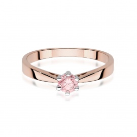 Pierścionek W0229 Diament Laboratoryjny różowy 0.30ct różowe złoto