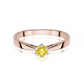 Pierścionek W0229 Diament Laboratoryjny żółty 0.30ct różowe złoto