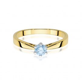 Pierścionek W0229 Diament Laboratoryjny niebieski 0.30ct żółte złoto
