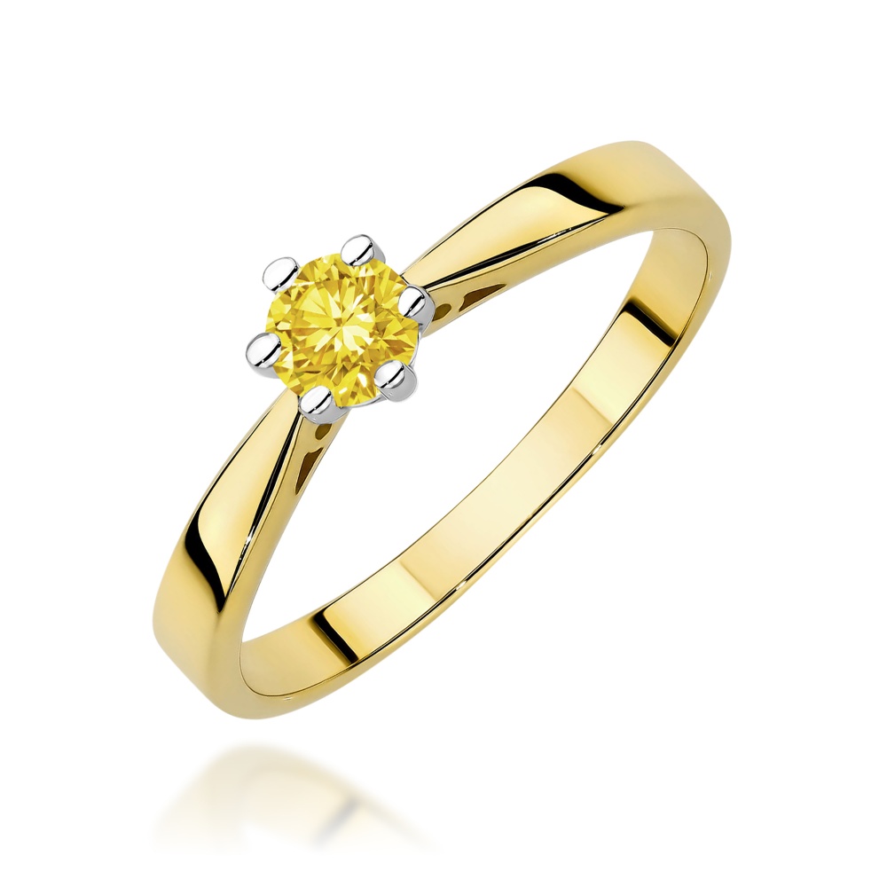 Pierścionek W0229 Diament Laboratoryjny żółty 0.30ct żółte złoto
