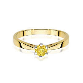 Pierścionek W0229 Diament Laboratoryjny żółty 0.30ct żółte złoto
