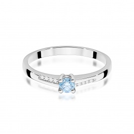 Pierścionek W0258 Diament Laboratoryjny niebieski 0,15ct białe złoto