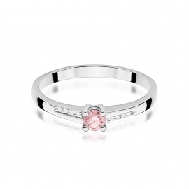Pierścionek W0258 Diament Laboratoryjny różowy 0,15ct białe złoto
