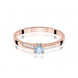 Pierścionek W0258 Diament Laboratoryjny niebieski 0,15ct różowe złoto