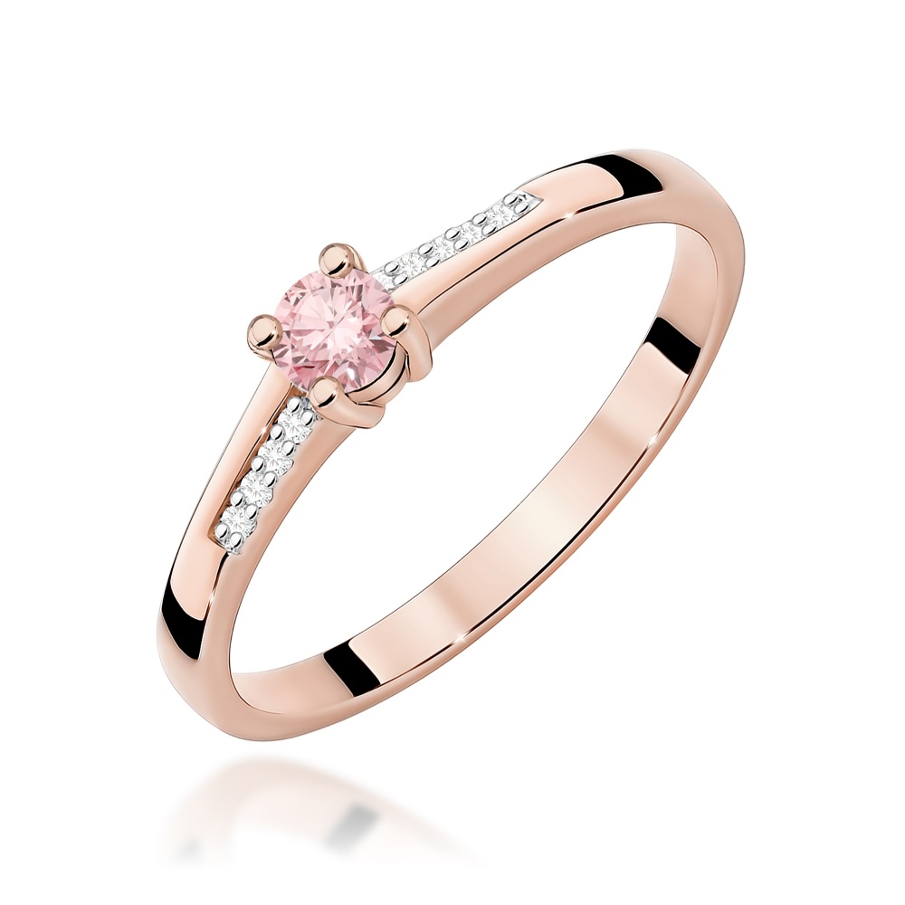Pierścionek W0258 Diament Laboratoryjny różowy 0,15ct różowe złoto