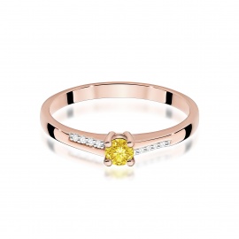 Pierścionek W0258 Diament Laboratoryjny żółty 0,15ct różowe złoto
