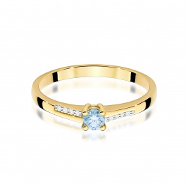 Pierścionek W0258 Diament Laboratoryjny niebieski 0,15ct żółte złoto