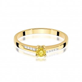 Pierścionek W0258 Diament Laboratoryjny żółty 0,15ct żółte złoto