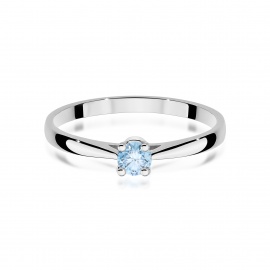 Pierścionek W0335 Diament Laboratoryjny niebieski 0,15ct białe złoto