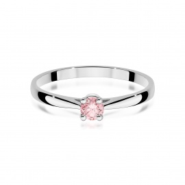 Pierścionek W0335 Diament Laboratoryjny różowy 0,15ct białe złoto