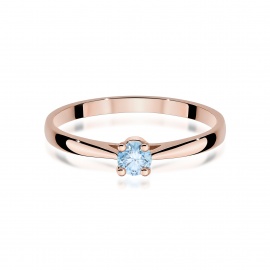 Pierścionek W0335 Diament Laboratoryjny niebieski 0,15ct różowe złoto
