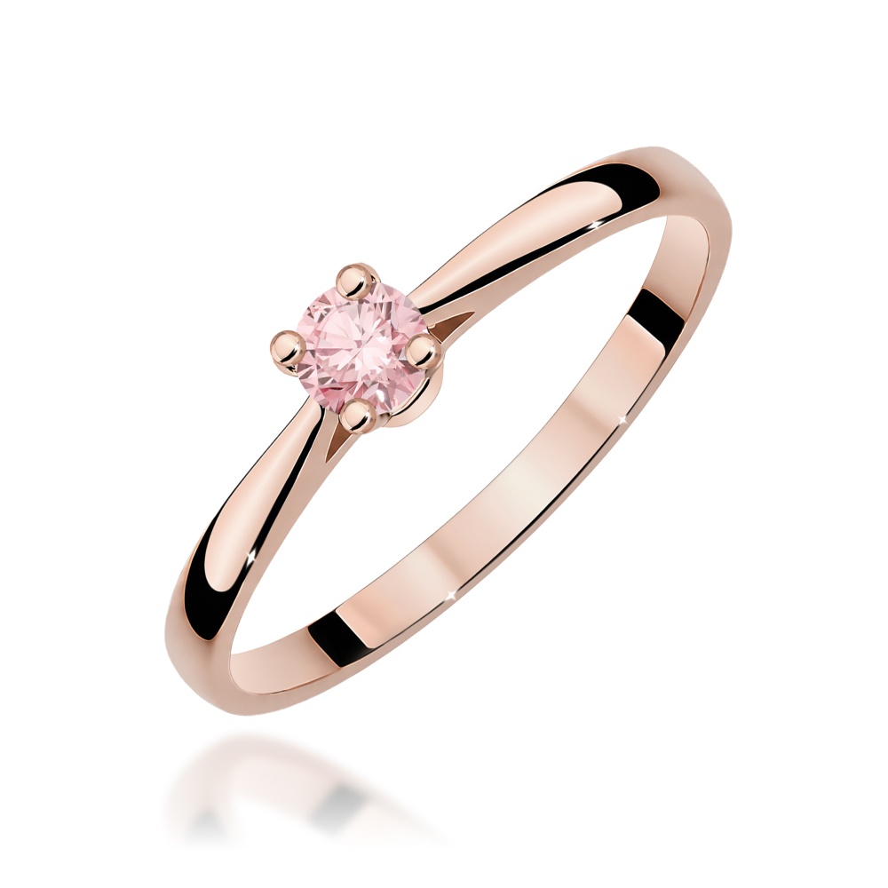 Pierścionek W0335 Diament Laboratoryjny różowy 0,15ct różowe złoto