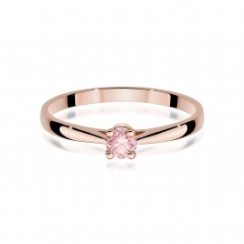 Pierścionek W0335 Diament Laboratoryjny różowy 0,15ct różowe złoto