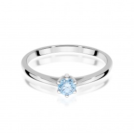 Pierścionek W0365 Diament Laboratoryjn niebieski 0,15ct białe złoto