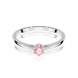 Pierścionek W0365 Diament Laboratoryjny różowy 0,15ct białe złoto