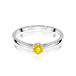 Pierścionek W0365 Diament Laboratoryjny żółty 0,15ct białe złoto