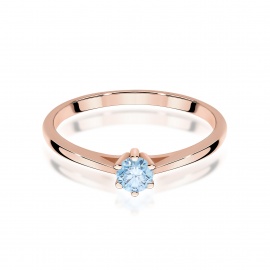 Pierścionek W0365 Diament Laboratoryjjny niebieski 0.15ct różowe złoto