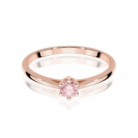 Pierścionek W0365 Diament Laboratoryjny różowy 0.15ct różowe złoto