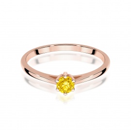 Pierścionek W0365 Diament Laboratoryjny żółty 0.15ct różowe złoto